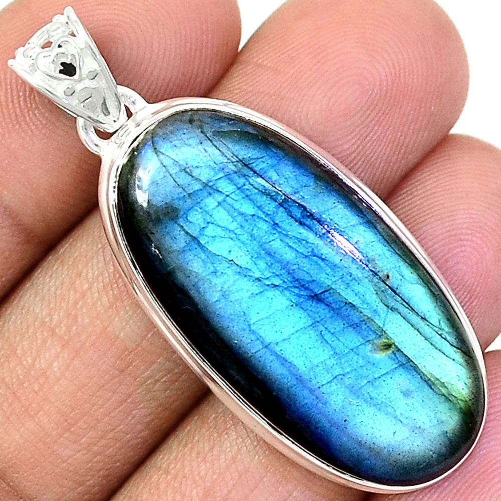 Pendentif protection labradorite monture argent 925 ref 4228