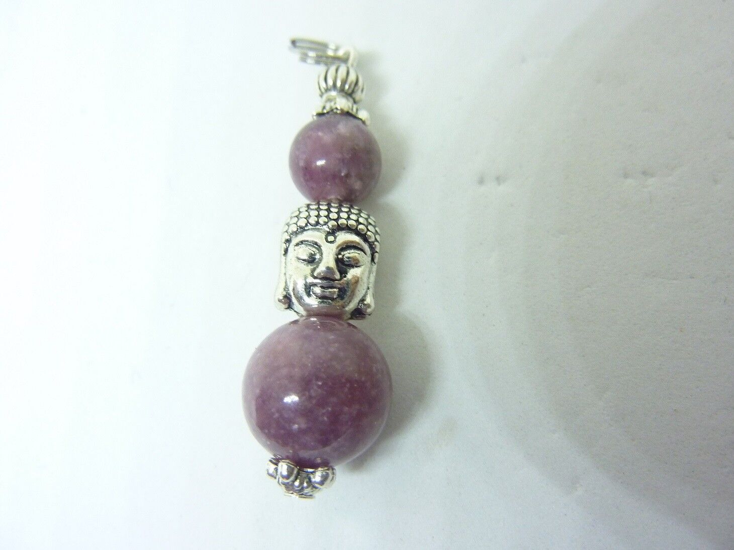 Pendentif anti stress Lépidolite perles rondes 12-8 mm