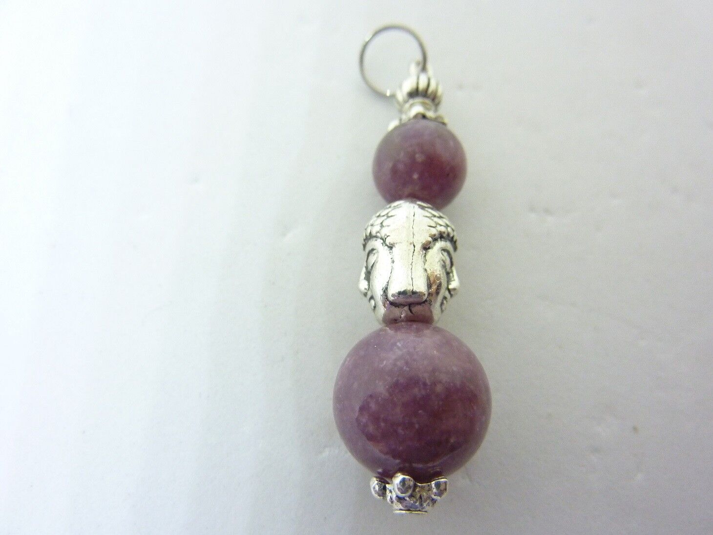 Pendentif anti stress Lépidolite perles rondes 12-8 mm – Image 3