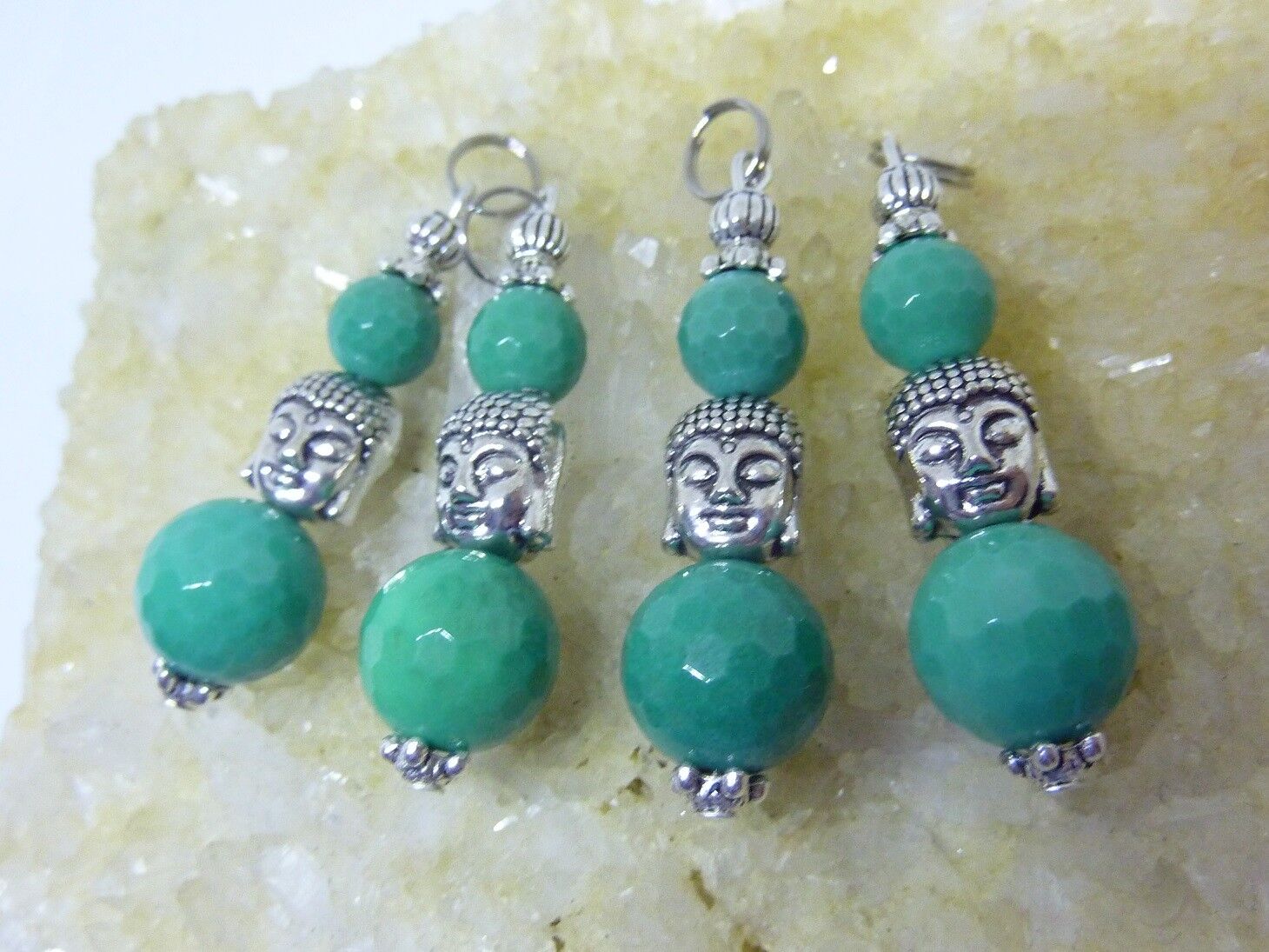 Pendentif Calme et paix: Chrysoprase perles à facettes 12-8 mm – Image 3