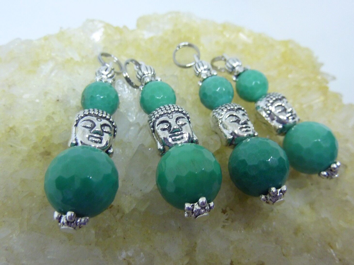 Pendentif Calme et paix: Chrysoprase perles à facettes 12-8 mm – Image 2