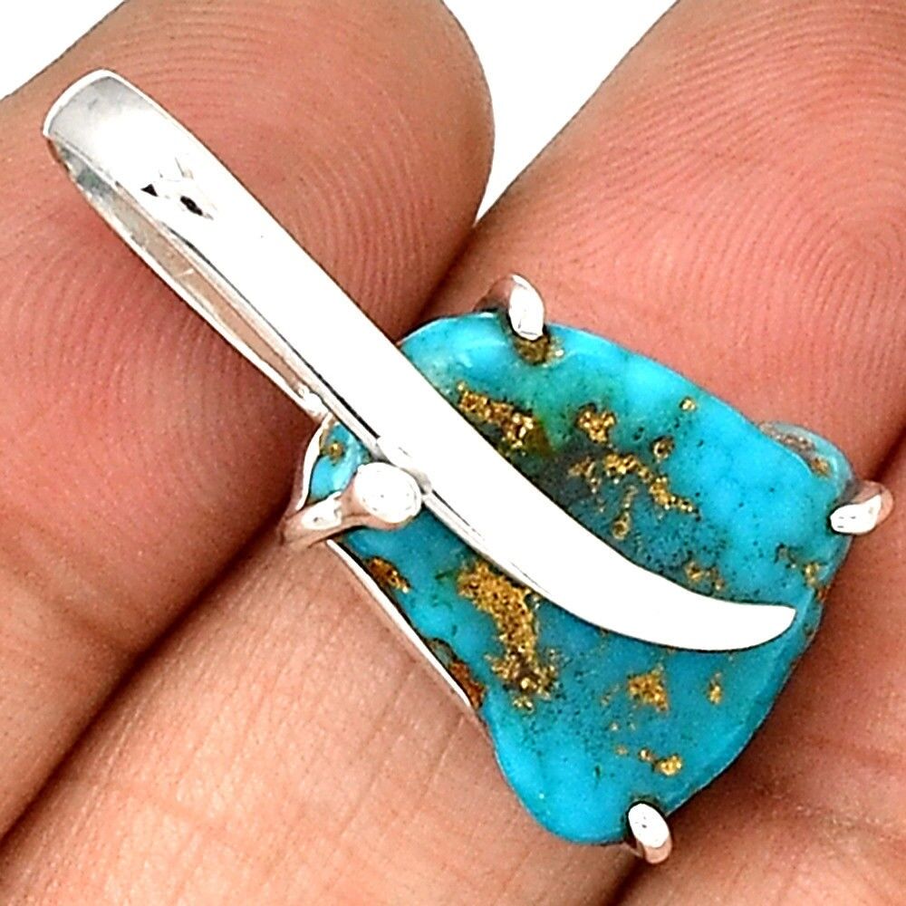 Pendentif turquoise monture en argent 925 ref 1910