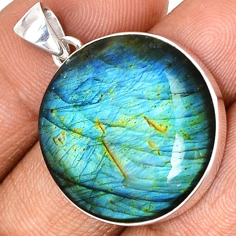 Pendentif protection labradorite monture argent 925 ref 1912