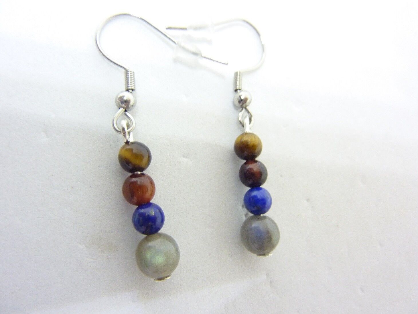 Boucles d'oreilles OEIL DE TIGRE,OEIL DE TAUREAU,LABRADORITE,LAPIS LAZULI