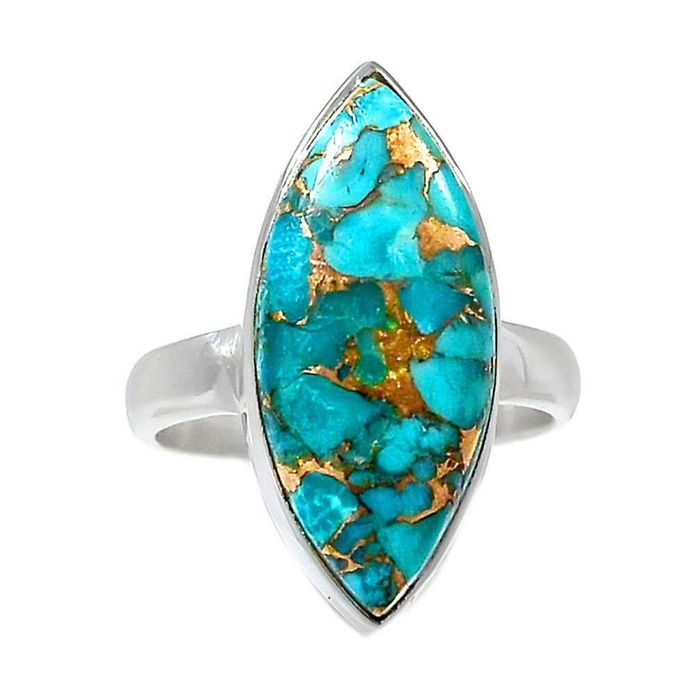 BAGUE TURQUOISE MONTURE EN ARGENT 925.TAILLE 52 3/4 REF 0154