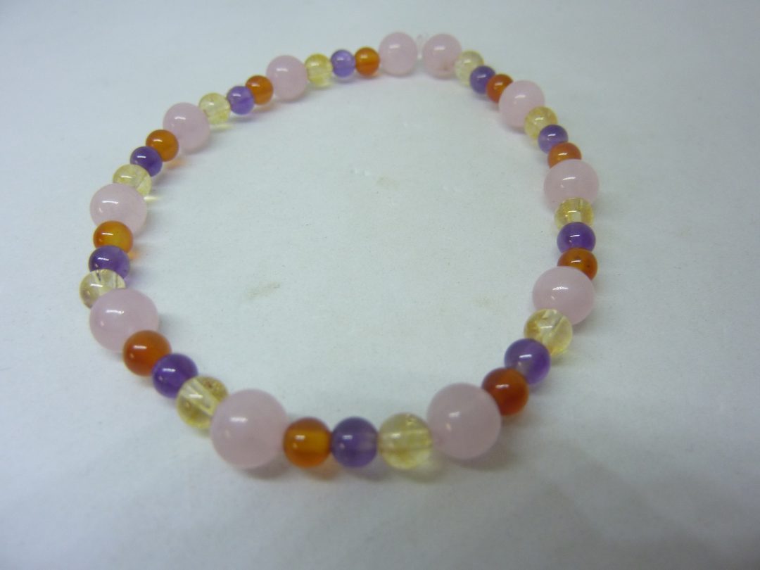 Bracelet Quartz rose-cornaline-citrine-améthyste joie tendresse intuition – Image 3