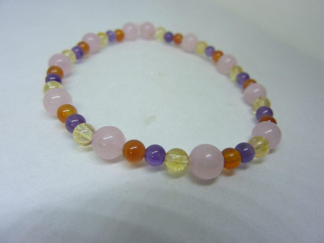 Bracelet Quartz rose-cornaline-citrine-améthyste joie tendresse intuition