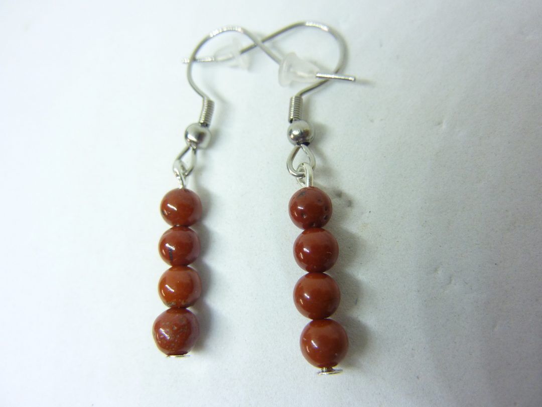 BOUCLES D'OREILLES JASPE ROUGE