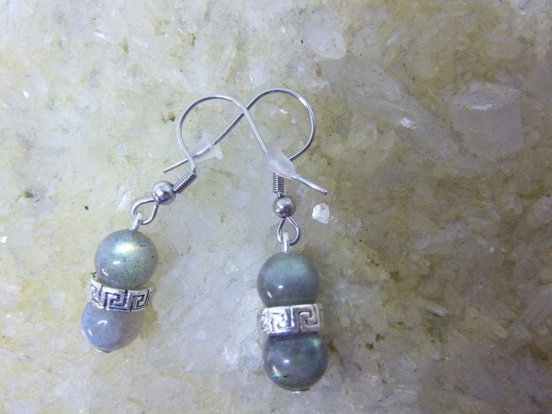 Boucles d'oreilles Labradorite perles 8 mm