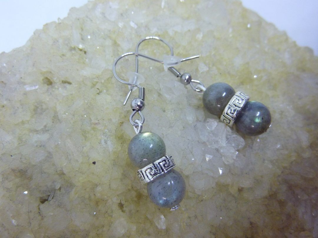 Boucles d'oreilles Labradorite perles 8 mm