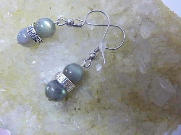 Boucles d'oreilles Labradorite perles 8 mm