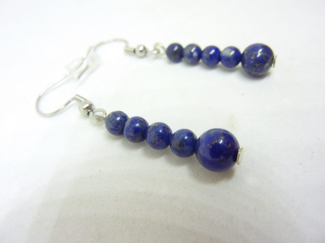 BOUCLES D'OREILLES LAPIS LAZULI NATURELLE DU PAKISTAN NON TRAITÉ NON COLORÉ