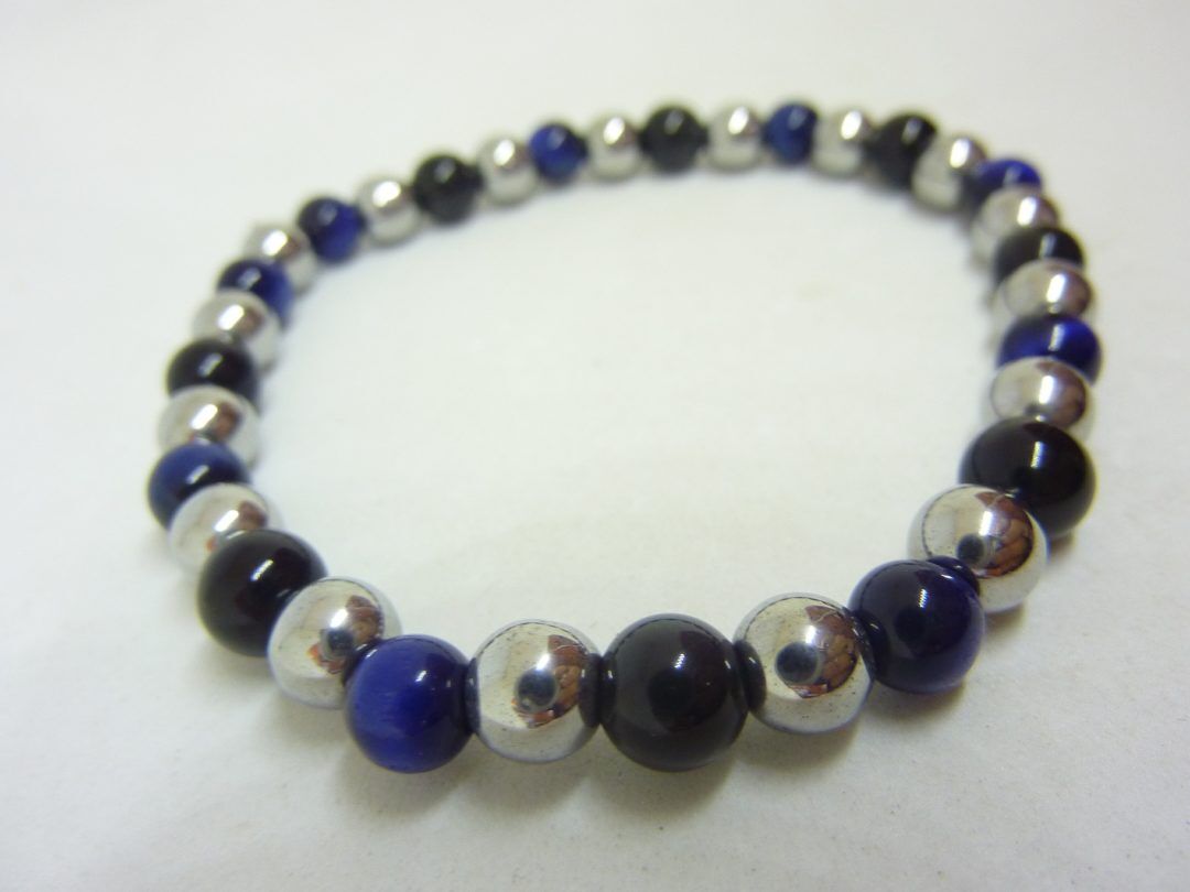 Bracelet obsidienne oeil céleste,oeil de faucon,hématite