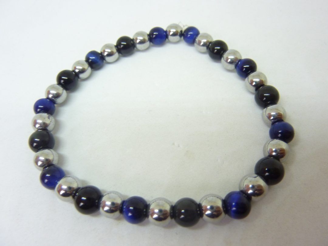 Bracelet obsidienne oeil céleste,oeil de faucon,hématite