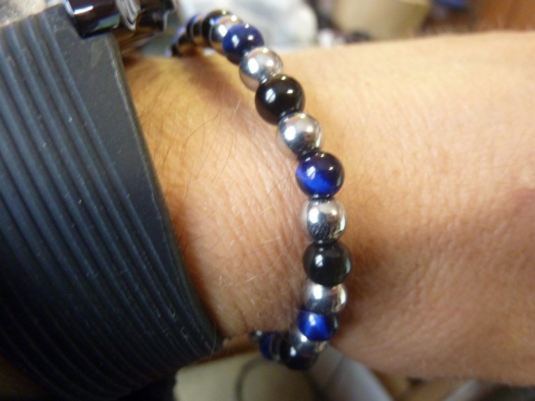 Bracelet obsidienne oeil céleste,oeil de faucon,hématite