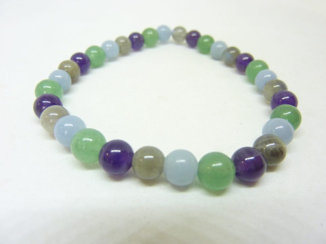 Bracelet améthyste,aventurine,angélite,labradorite