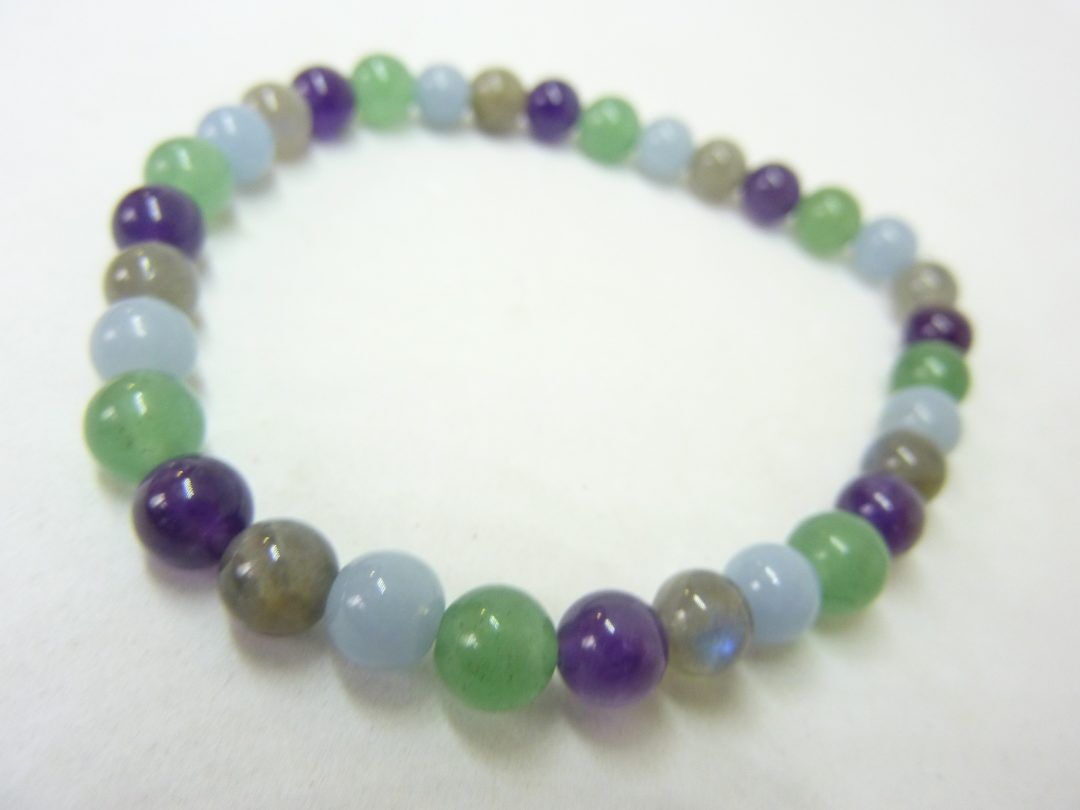 Bracelet améthyste,aventurine,angélite,labradorite