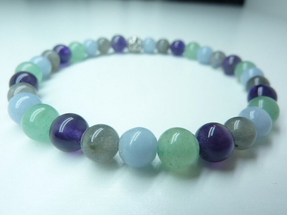 Bracelet Labradorite-aventurine-angélite-améthyste