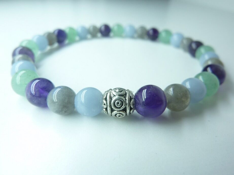 Bracelet Labradorite-aventurine-angélite-améthyste