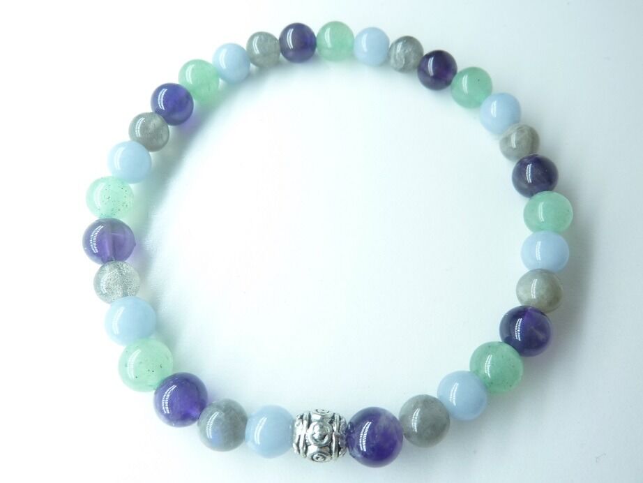 Bracelet Labradorite-aventurine-angélite-améthyste