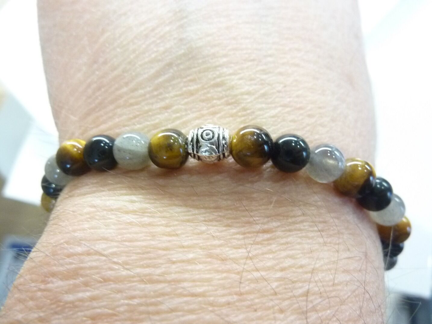 Bracelet oeil de tigre-labradorite-obsidienne oeil céleste