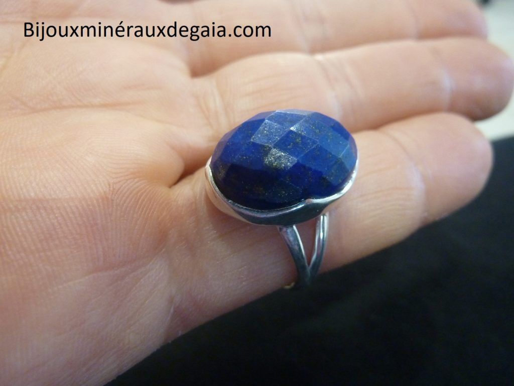 Bague Lapis lazuli monture argent 925 taille 59 ref 7495