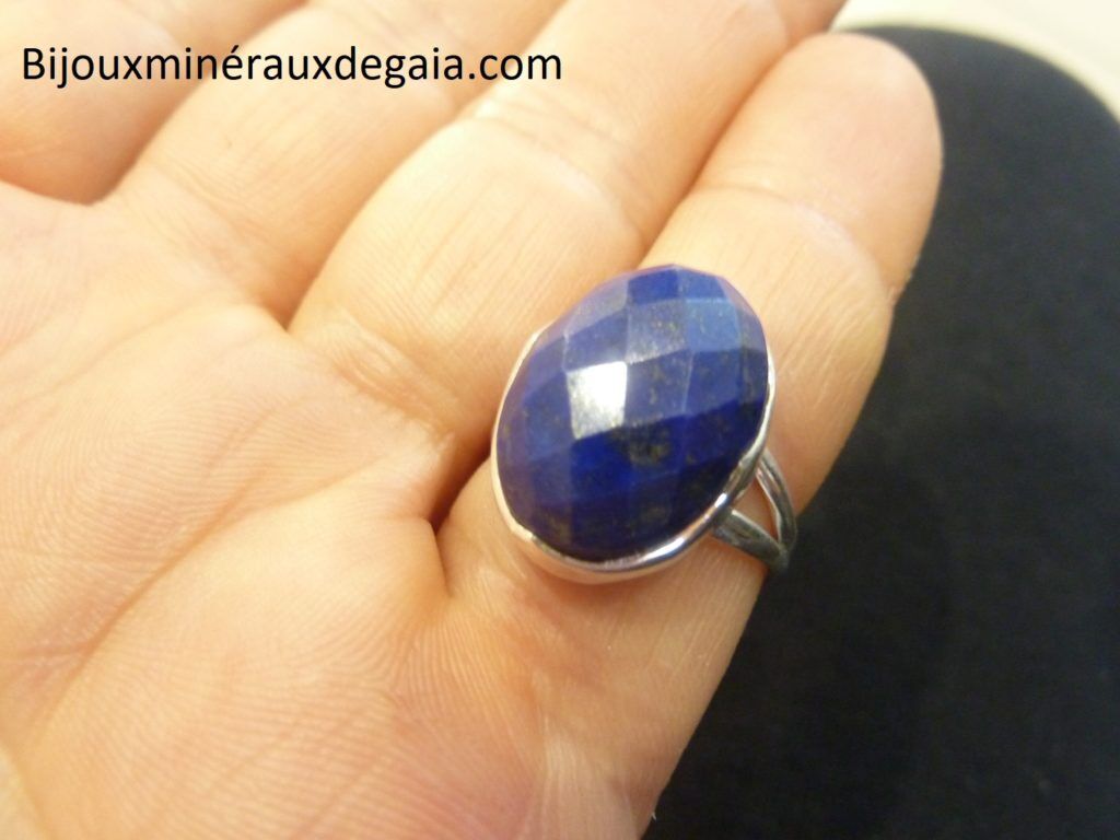 Bague Lapis lazuli monture argent 925 taille 59 ref 7495