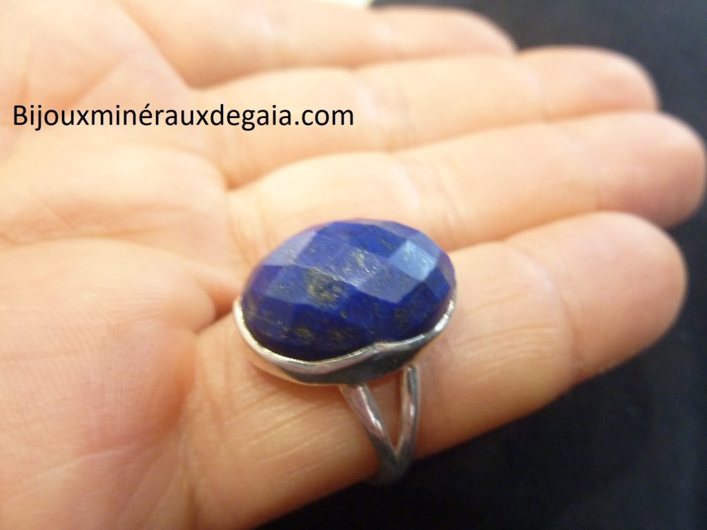 Bague Lapis lazuli monture argent 925 taille 59 ref 7495