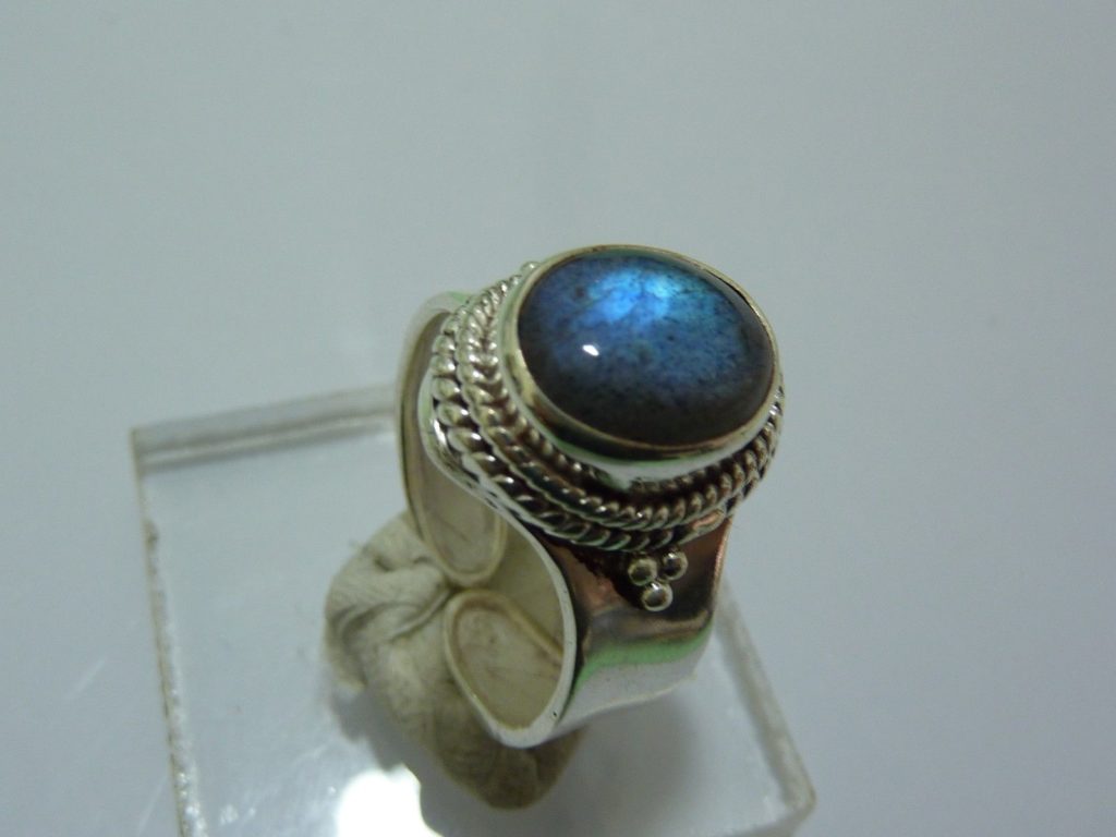 BAGUE EN LABRADORITE & ARGENT 925 TAILLE 55 1/4 ref 9807