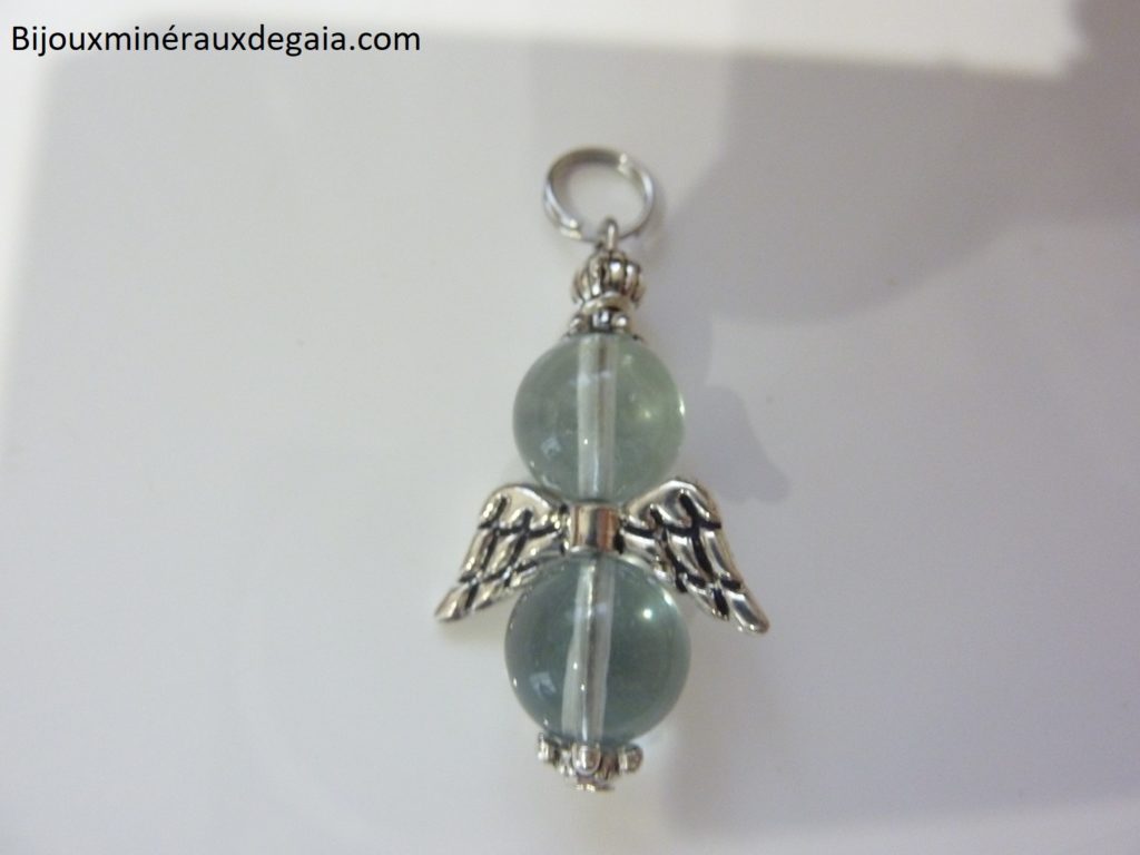 Pendentif Fluorite ange-Perles rondes 10 mm