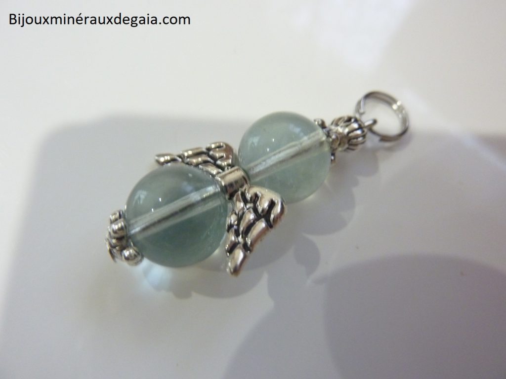 Pendentif Fluorite ange-Perles rondes 10 mm