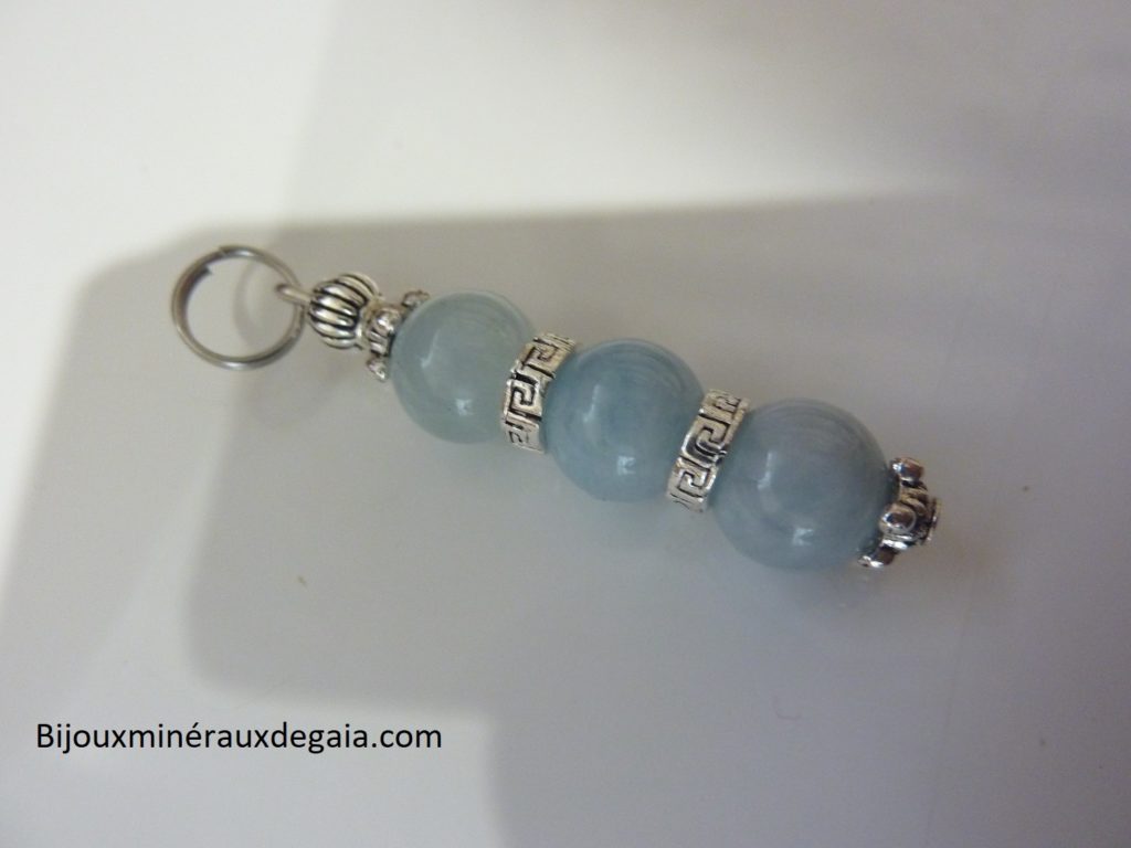 Pendentif Aigue marine-Perles rondes 8 mm