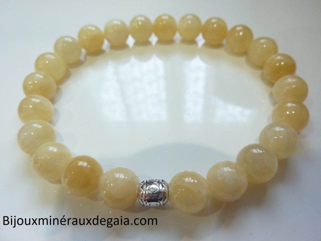 Bracelet Calcite orange - Perles rondes 8 mm