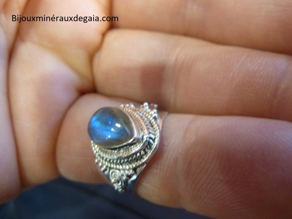 Bague Labradorite monture argent 925 taille 54 ref 4729