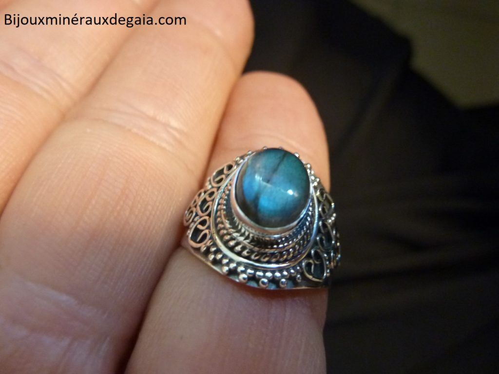 Bague Labradorite monture argent 925 taille 55 ref 9108