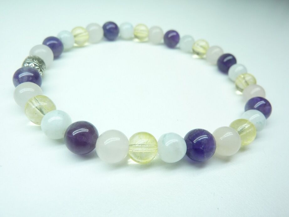Bracelet citrine-pierre de lune-améthyste-quartz rose