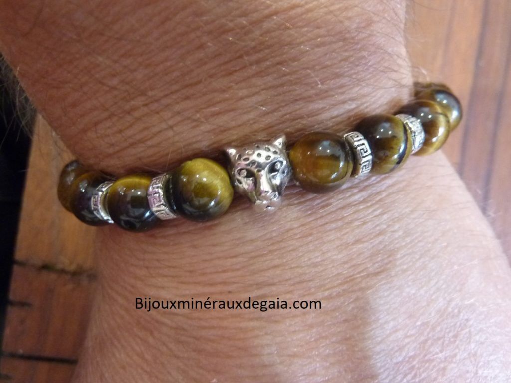 Bracelet Oeil de tigre perles rondes 8 mm
