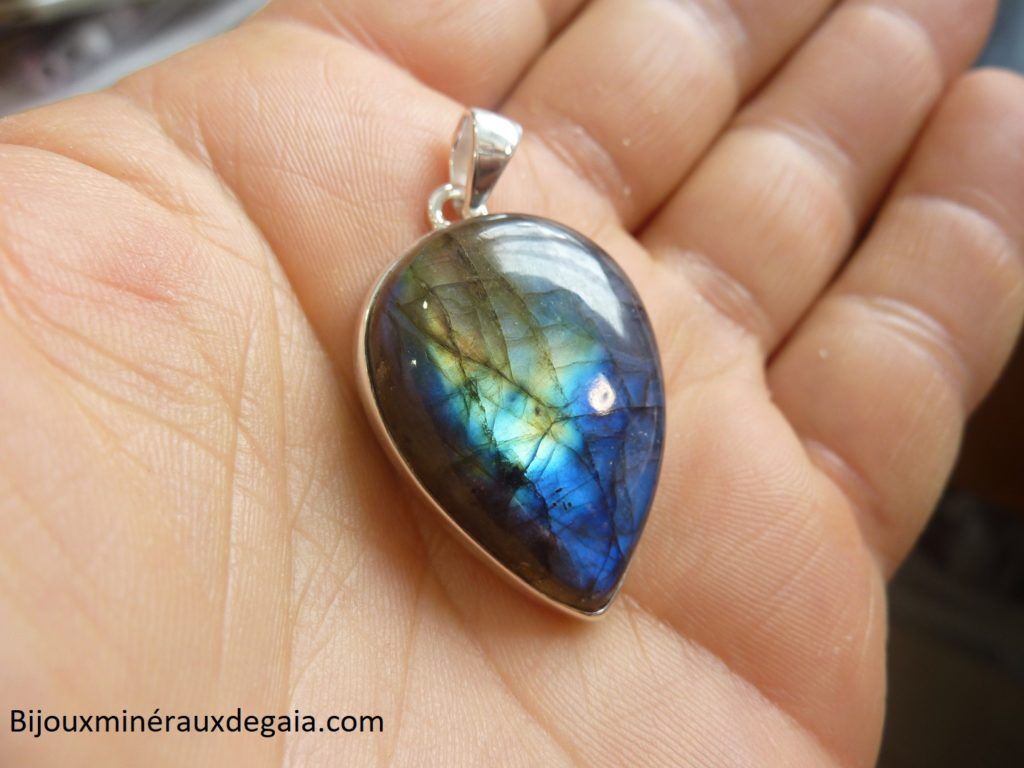 Pendentif Labradorite Monture argent 925 ref 4485