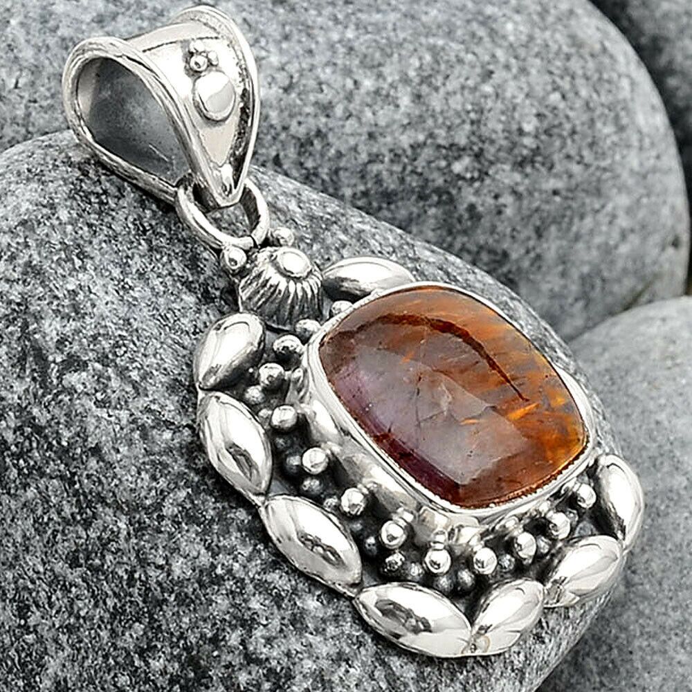 Pendentif Cacoxénite super seven Monture argent 925 très rare Ref 5216