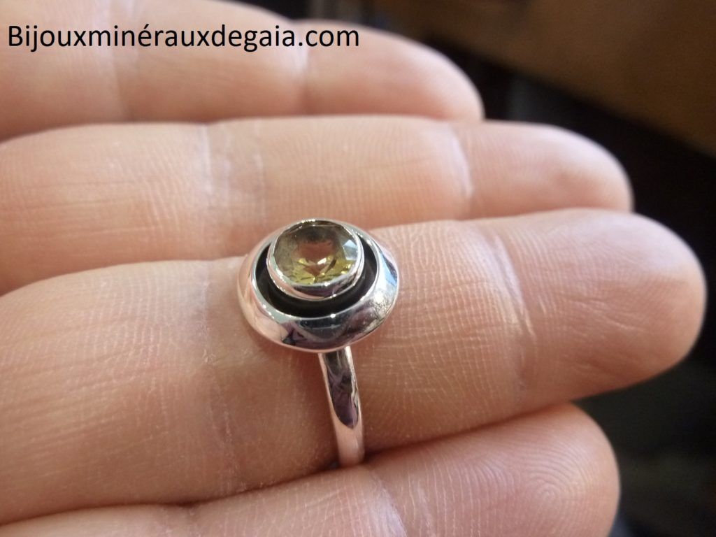 Bague citrine monture argent 925 taille 55 Ref 2554