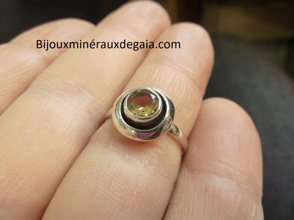 Bague citrine monture argent 925 taille 55 Ref 2554