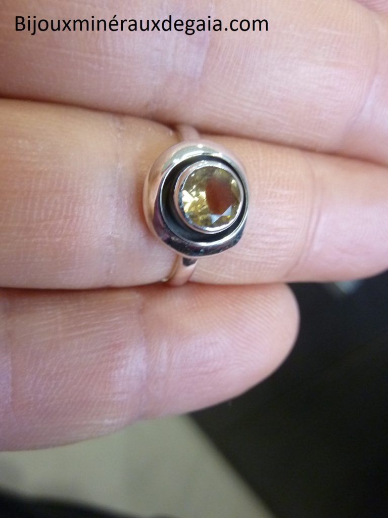 Bague citrine monture argent 925 taille 55 Ref 2554