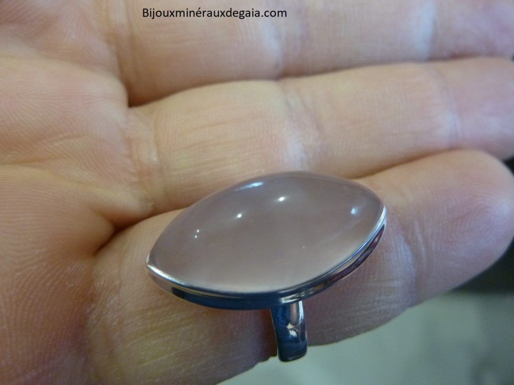 Bague quartz rose monture argent 925 taille 55 1/4 ref 3815