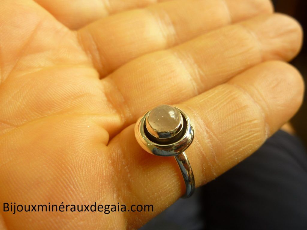 Bague quartz rose monture argent 925 taille 57 3/4 ref 3037