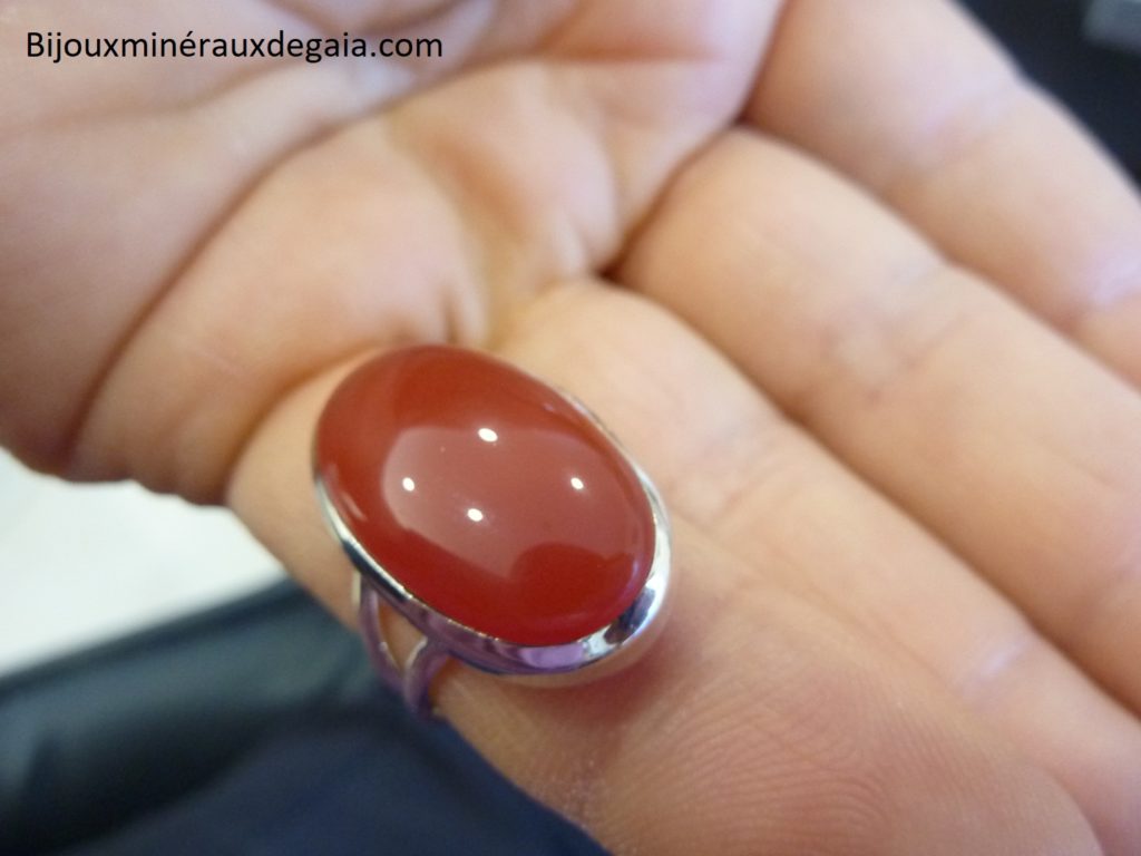 BAGUE CORNALINE MONTURE ARGENT 925 TAILLE 56 1/2 REF 4520