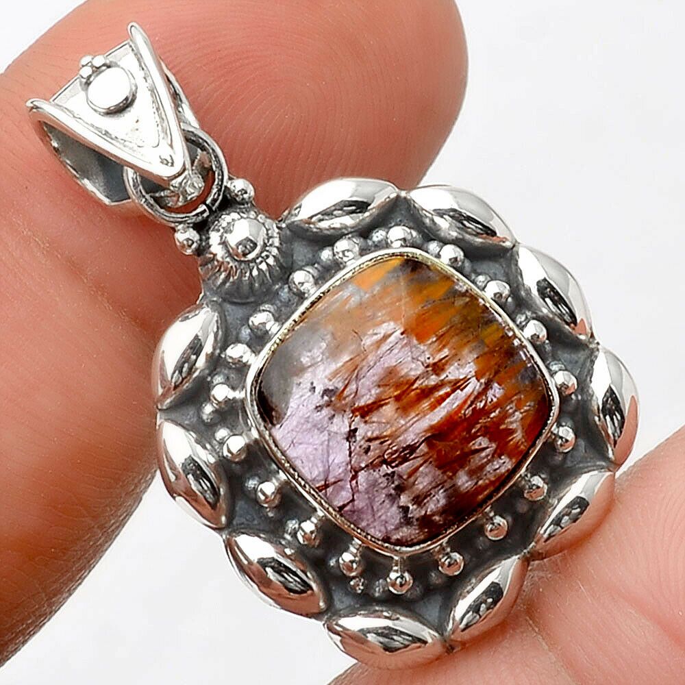 Pendentif Cacoxénite super seven Monture argent 925 très rare Ref 5216