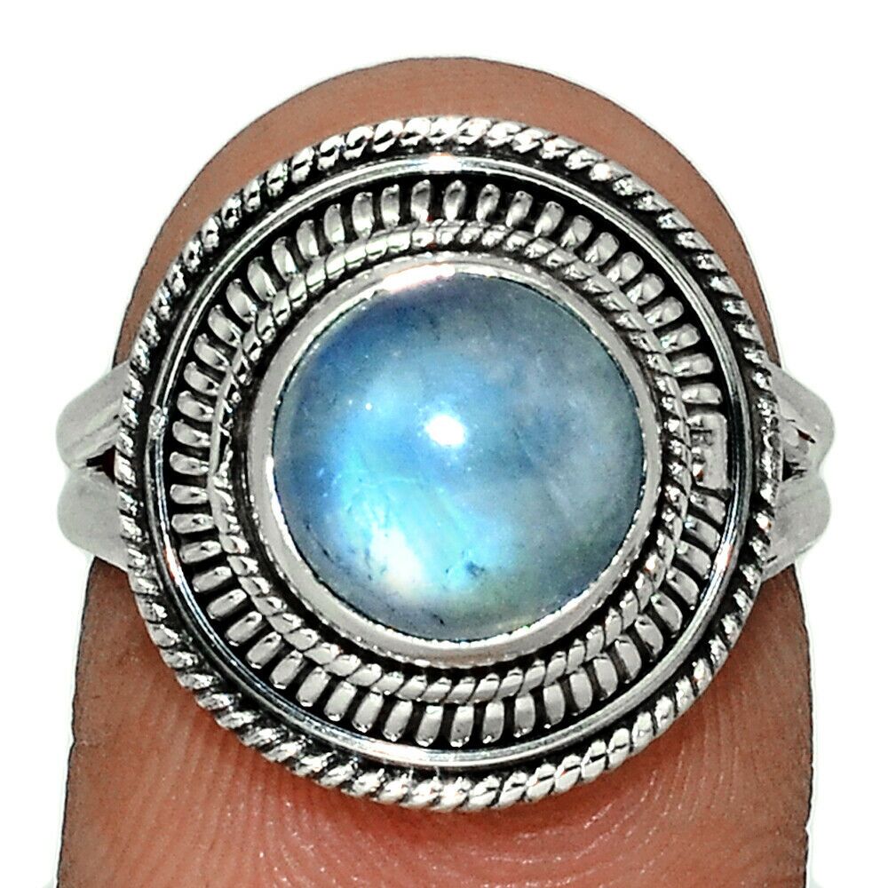 BAGUE PIERRE DE LUNE MONTURE EN ARGENT 925.TAILLE 54 REF 8555