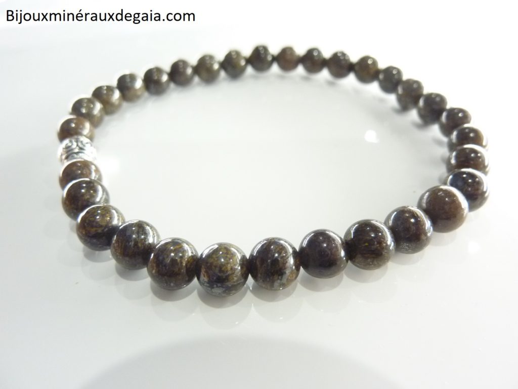 Bracelet Bronzite - perles rondes 6 mm