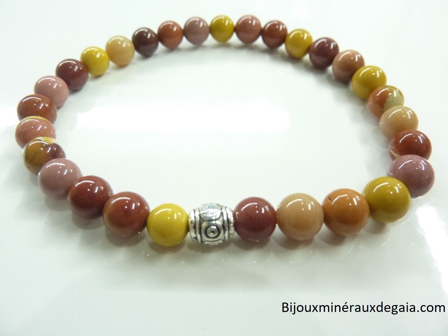 Bracelet Jaspe Mokaite - Perles rondes 6 mm