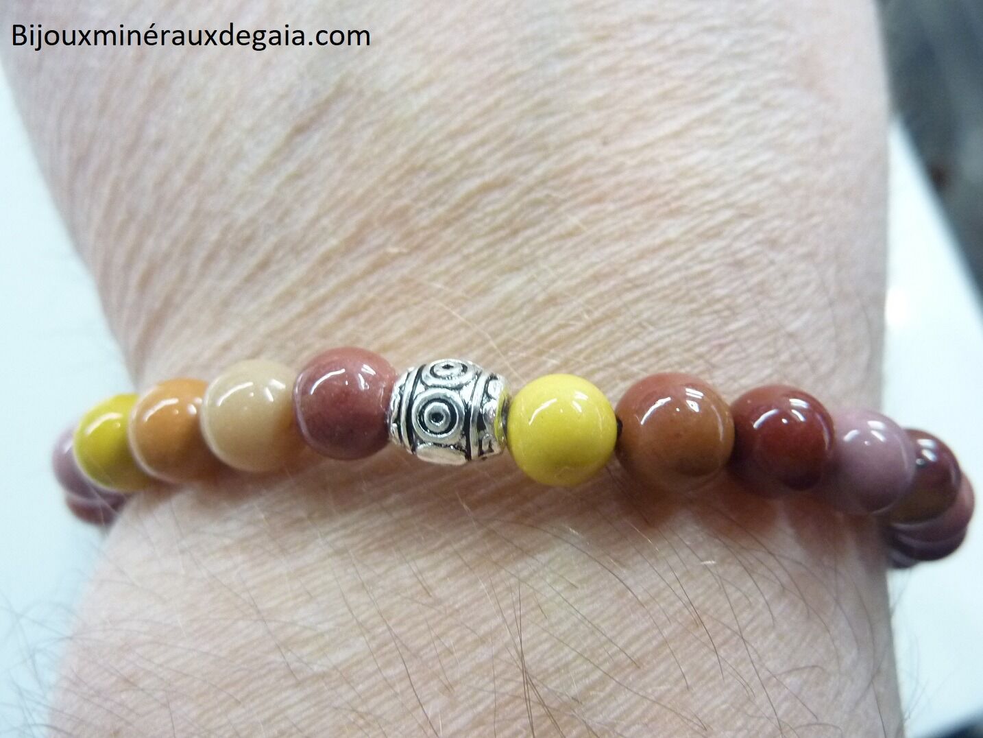 Bracelet Jaspe Mokaite - Perles rondes 6 mm